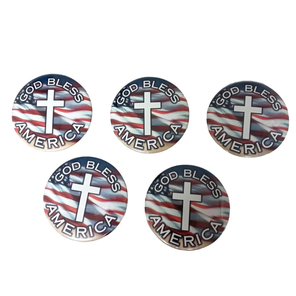 God Bless America Flag Cross Buttons Cross Independence Day USA 250th July 4th